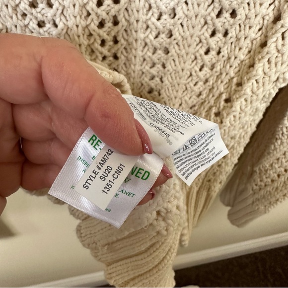 J. Crew Cream Wide Neck Beach Sweater with Pointelle Stitch Coastal Grannycore - Picture 5 of 6